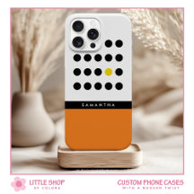 Modernes Orange Polka Dot Color Block Monogramm
