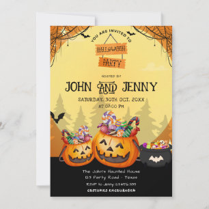 Modernes Orange Pumpkin Fall Halloween KostümParty Einladung