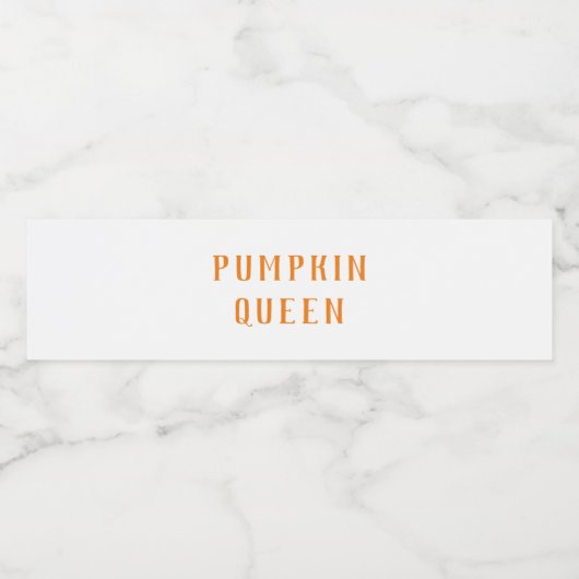 Modernes Orange Pumpkin Queen Best Gift Wasserflaschenetikett (Einzelnes Label)
