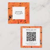 Modernes Orange QR Code Terracotta Paint Pattern Quadratische Visitenkarte (Vorne/Hinten)
