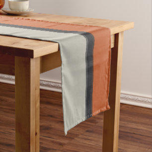 Modernes Orange Red Navy Dunkel Gray Strip Muster Kurzer Tischläufer