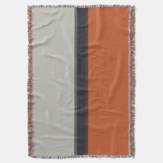Modernes Orange Red Silver Gray Strip Muster Decke (Vorderseite Vertikal)