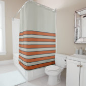 Modernes Orange Red Silver Gray Strip Muster Duschvorhang (Beispiel)