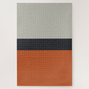 Modernes Orange Red Silver Gray Strip Muster Puzzle