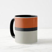 Modernes Orange Red Silver Gray Strip Muster Tasse (Vorderseite Links)