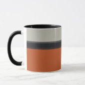 Modernes Orange Red Silver Gray Strip Muster Tasse (Links)