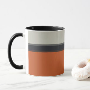Modernes Orange Red Silver Gray Strip Muster Tasse