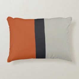 Modernes Orange Red Silver Gray Strip Muster Zierkissen