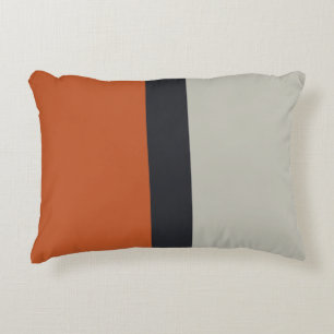 Modernes Orange Red Silver Gray Strip Muster Zierkissen