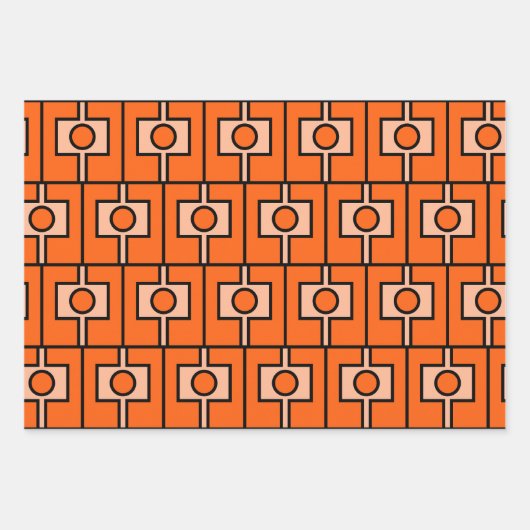 Modernes Orange Rektangel Geometrie Mitte des Jahr Geschenkpapier Set (Vorderseite 3)