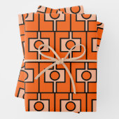 Modernes Orange Rektangel Geometrie Mitte des Jahr Geschenkpapier Set (Beispiel)