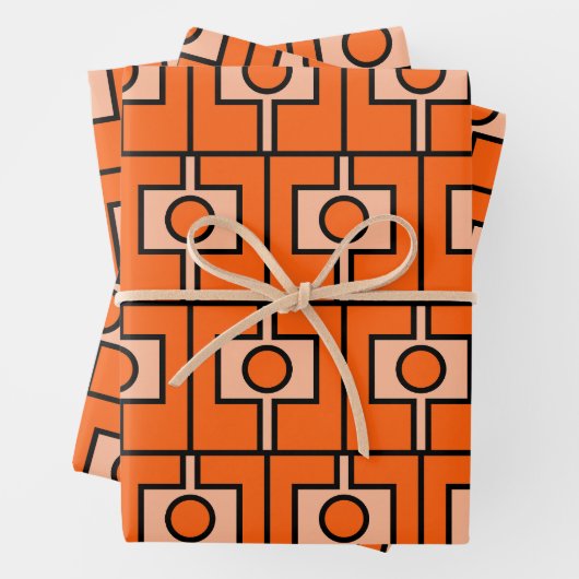 Modernes Orange Rektangel Geometrie Mitte des Jahr Geschenkpapier Set (Beispiel)