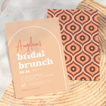 Modernes Orange Retro Arch Brunch Brautparty
