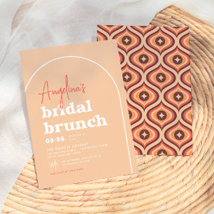 Modernes Orange Retro Arch Brunch Brautparty Einladung