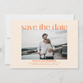 Modernes Orange Retro Typografy Foto Wedding Save The Date (Vorderseite)