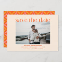 Modernes Orange Retro Typografy Foto Wedding