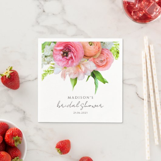 Modernes Orange Rosa Brautparty Serviette (Beispiel)