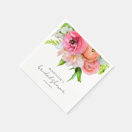 Modernes Orange Rosa Brautparty Serviette (Ecke)