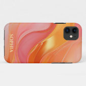 Modernes Orange Rosa und Gold- Case-Mate iPhone Hülle (Rückseite (Horizontal))