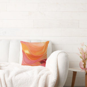 Modernes Orange Rosa und Gold- Kissen