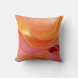 Modernes Orange Rosa und Gold- Kissen