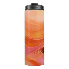 Modernes Orange Rosa und Gold- Thermosbecher