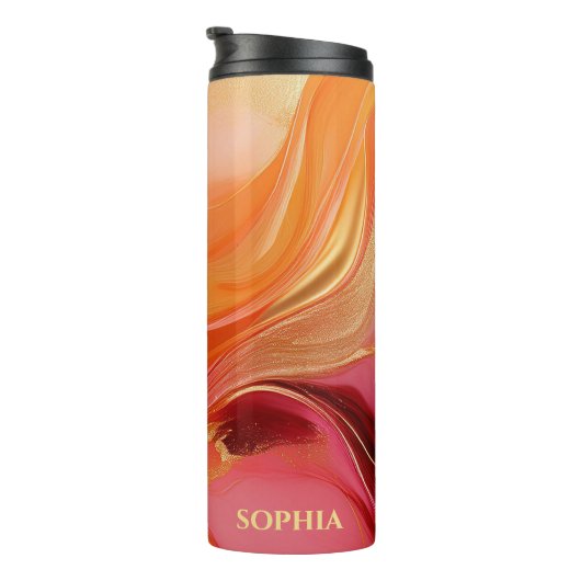 Modernes Orange Rosa und Gold- Thermosbecher (Nach rechts gedreht)