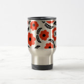 Modernes orange-rotes florales Monogramm Reisebecher (Mittel)