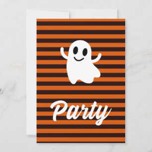 Modernes Orange Stripes Ghost-Halloween-Party Einladung