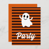 Modernes Orange Stripes Ghost-Halloween-Party Postkarte (Vorne/Hinten)
