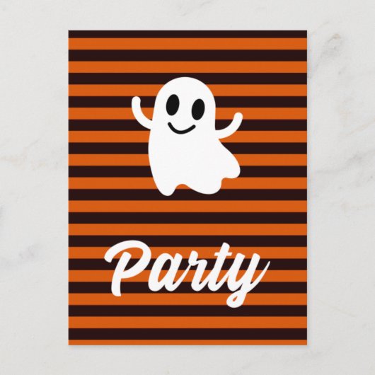 Modernes Orange Stripes Ghost-Halloween-Party Postkarte (Vorderseite)