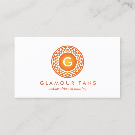 MODERNES ORANGE SUN-LOGO-MONOGRAMM FÜR SALON VISITENKARTE (Vorderseite)