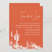 Modernes Orange Taco 'Bout Liebe Paare Dusche Einladung (Vorne/Hinten)