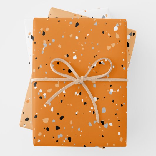 Modernes Orange Terrazzo Muster Geschenkpapier Set (Beispiel)