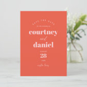 Modernes Orange Trendy Foto Save the Date (Stehend Vorderseite)