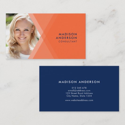 Modernes orange und Blau überlagertes Visitenkarte (Vorne/Hinten)