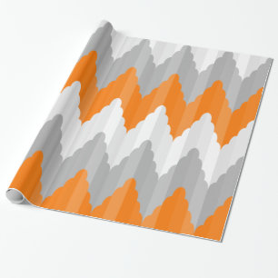 Modernes orange und graues Zickzack gestreiftes Geschenkpapier