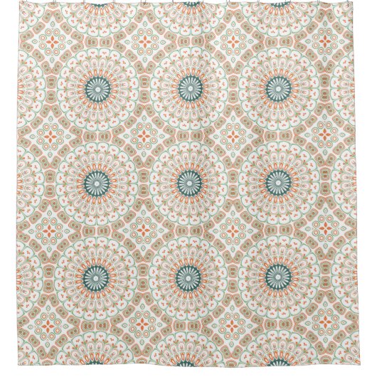 Modernes Orange- und Green-Mandala-Muster Duschvorhang (Vorderseite)