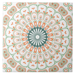 Modernes Orange- und Green-Mandala-Muster Fliese