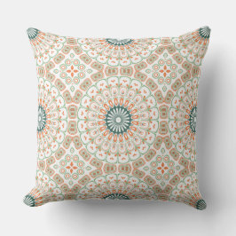 Modernes Orange- und Green-Mandala-Muster Kissen