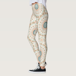 Modernes Orange- und Green-Mandala-Muster Leggings