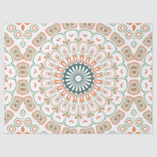 Modernes Orange- und Green-Mandala-Muster Seidenpapier (Vorderseite)