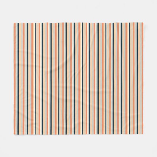 Modernes Orange- und Navy-Vertikal-Streifen Gemust Fleecedecke (Vorderseite (Horizontal))