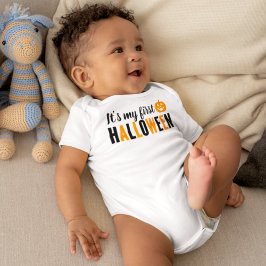 Modernes Orange und Schwarz mein erstes Halloween Baby Strampler