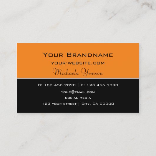 Modernes Orange und Schwarz mit Monogramm Beruflic Visitenkarte (Rückseite)