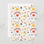 Modernes Orange- und Schwarzkürbisbohr Postkarte (Vorne/Hinten)