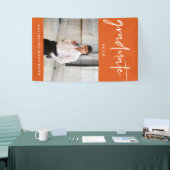 Modernes Orange- und White Graduate Script-Foto Banner (Messeveranstaltung)