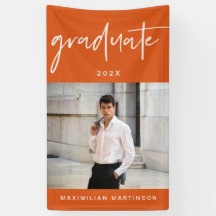 Modernes Orange- und White Graduate Script-Foto