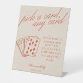 Modernes Orange Wedding Playing Cards Pedestzeiche Sockelschild (Vorderseite)