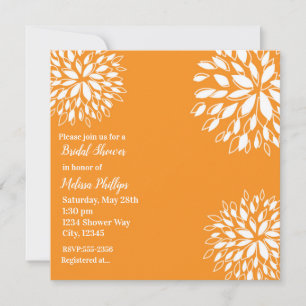 Modernes Orange & White Floral Brautparty Einladung
